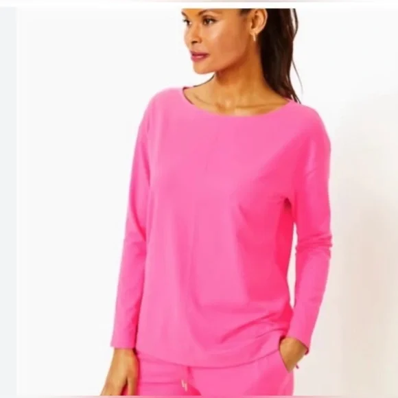 Like New Lilly Pulitzer *SOFT* Bright Pink Karessa SPF 50+Top, Size Medium - Picture 1 of 15